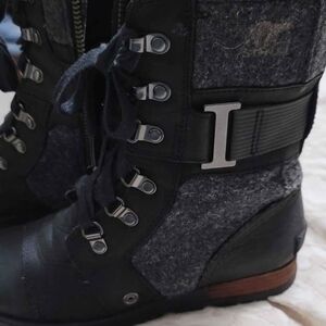 Black and Gray Lace-Up Boots
